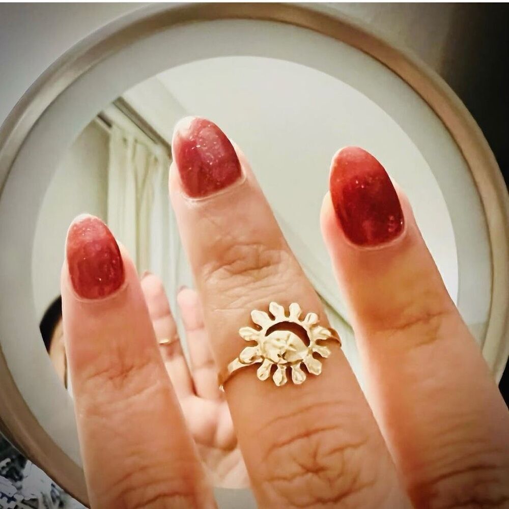 18k gold filled trendy Sun/ moon cutout sunflower ring
